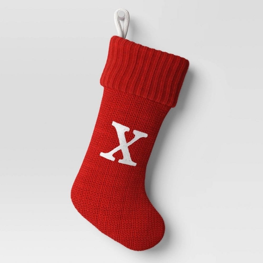 Knit Monogram Christmas Stocking Red X - Wondershop